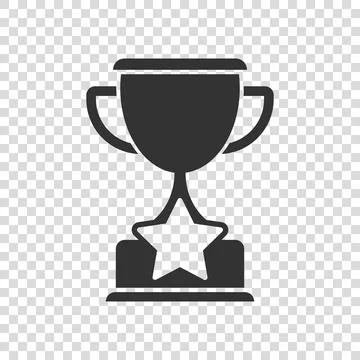 Trophy cup icon in flat style. Goblet prize vector illustration on isolated b Stock Illustration