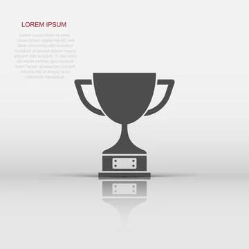 Trophy cup icon in flat style. Goblet prize vector illustration on isolated.. Stock Illustration