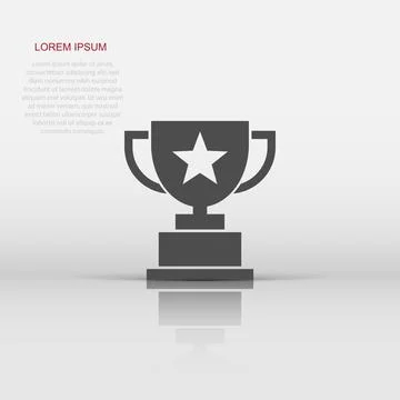 Trophy cup icon in flat style. Goblet prize vector illustration on isolated.. Stock Illustration