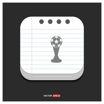 Trophy Cup Icon Gray icon on Notepad Style template Vector EPS 10 Free Icon Illustrazione stock