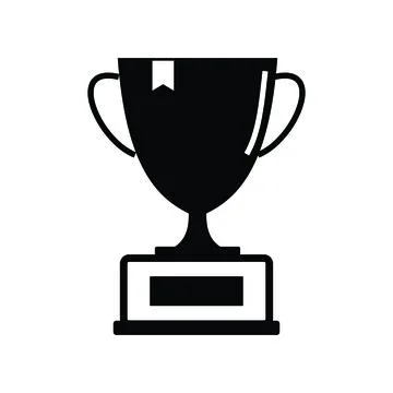 Trophy cup icon over white background, silhouette style, Ilustração Stock