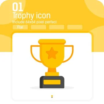 Trophy cup icon vector with flat style isolated on white background 스톡 일러스트