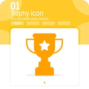 Trophy cup icon vector with solid style isolated on white background Stock Illustration