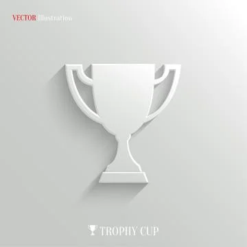 Trophy cup icon - vector white app button Stock Illustration