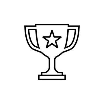 Trophy cup line icon in flat style Winner symbol Stock Illustration