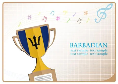 Trophy cup logo made from the flag of Barbadian Illustrazione stock