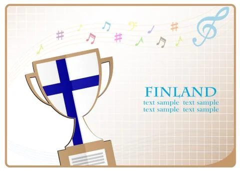 Trophy cup logo made from the flag of Finland Stock Illustration