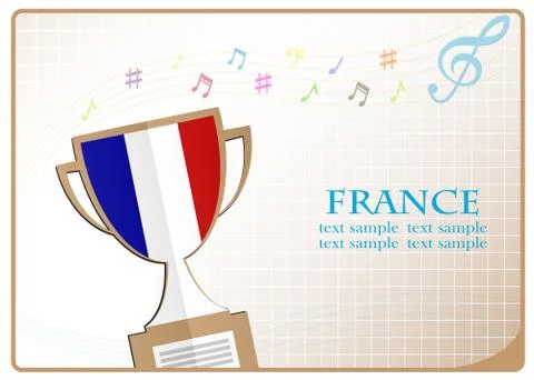 Trophy cup logo made from the flag of France Illustrazione stock