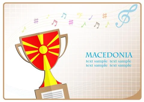 Trophy cup logo made from the flag of Macedonia Stock Illustration
