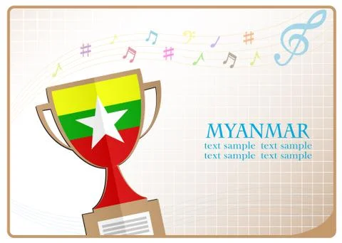 Trophy cup logo made from the flag of Myanmar Stock Illustration