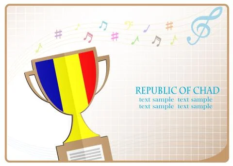 Trophy cup logo made from the flag of Republic of Chad Stock Illustration