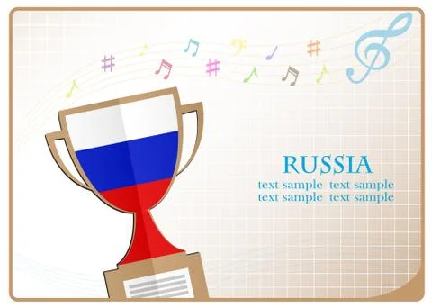 Trophy cup logo made from the flag of Russia Illustrazione stock