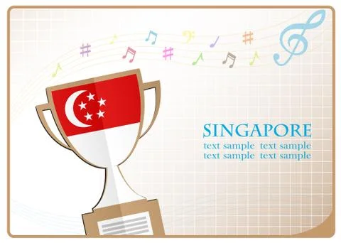 Trophy cup logo made from the flag of Singapore Illustrazione stock