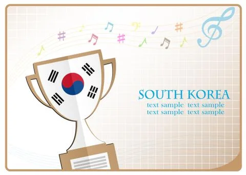 Trophy cup logo made from the flag of South Korea Stock Illustration