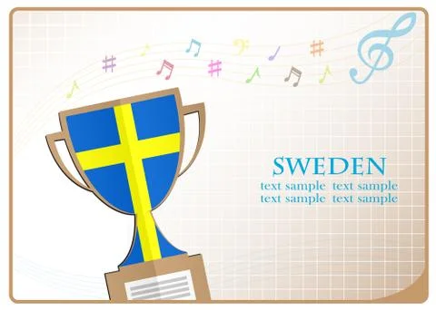 Trophy cup logo made from the flag of Sweden Stock Illustration