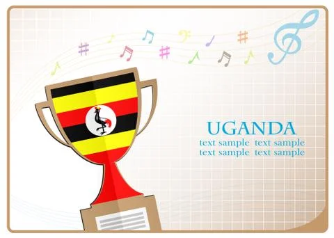 Trophy cup logo made from the flag of Uganda Stock Illustration