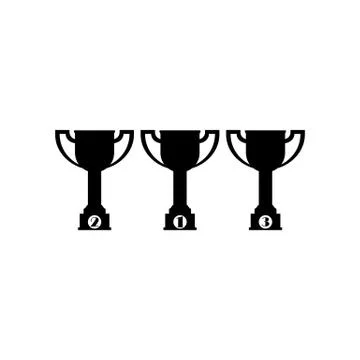 Trophy cup or simple winner symbol icon flat in black on isolated white backg Stock Illustration