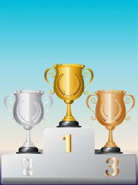 Trophy Cup on Podium Stock Illustration