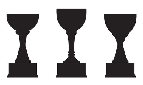 Trophy Cup on prize podium. First, second and third place award. Champions  Stock Illustration