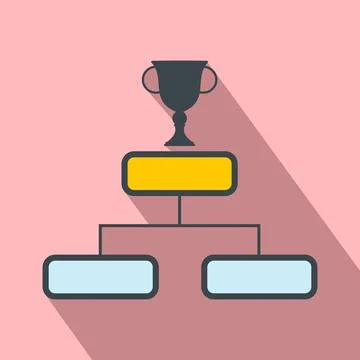 Trophy cup on a prize podium flat icon Stock Illustration