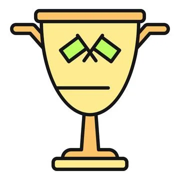 Trophy cup with race flags representing victory success Stock Illustration