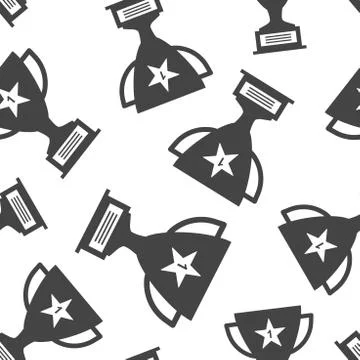 Trophy cup seamless pattern background. Business flat vector illustration. Aw イラスト素材