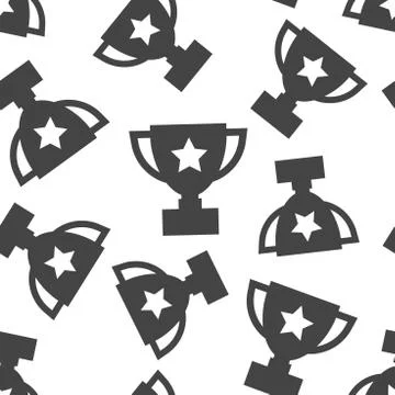 Trophy cup seamless pattern background. Business flat vector illustration. Aw Illustrazione stock
