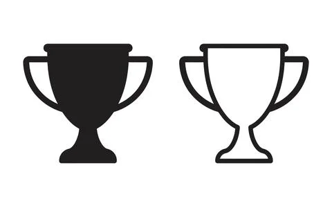 Trophy Cup Silhouette Outline Vector Stock Illustration