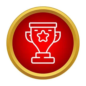 Trophy cup with star inside red circle icon Stock Illustration