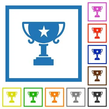 Trophy cup with star solid flat framed icons Stockillustratie