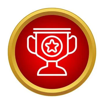 Trophy cup with star symbol in red gold circle Stock Illustration