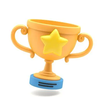 Trophy cup with a star on white background 3D illustration Stock Illustration