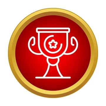 Trophy cup success icon in a red and gold circle Illustrazione stock