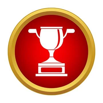 Trophy cup vector icon on red circle Stock Illustration