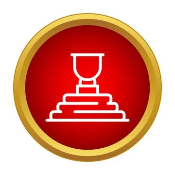 Trophy cup vector icon on red and gold button Stock Illustration