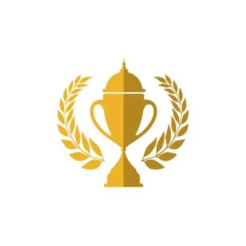 Trophy cup vector winner logo design icon in flat style Illustrazione stock