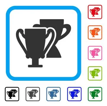 Trophy Cups Framed Icon Stock Illustration