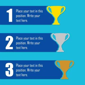 Trophy Cups infographics template. First place award. Sport design elements with Stock Illustration