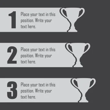 Trophy Cups infographics template. First place award. Sport design elements with Stock Illustration