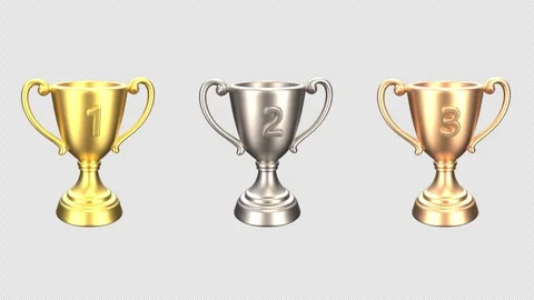 Trophy cups pack - looped with alpha channel. Video stock 327137446