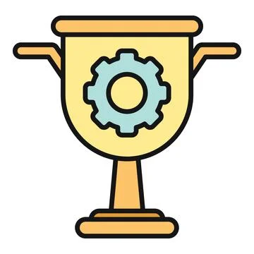 Trophy displaying gear icon representing technical achievement Stock Illustration