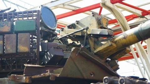 Trophy equipment from Syria by train Stock Footage 119522100