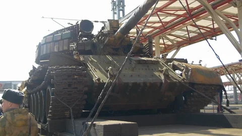 Trophy equipment from Syria by train Video stock 119522173