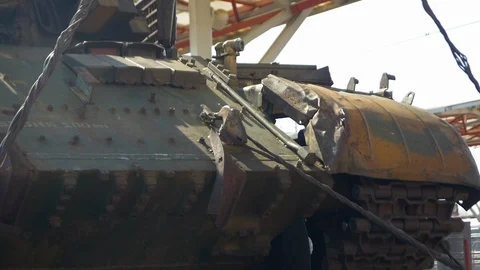 Trophy equipment from Syria by train Stock Footage 119522279