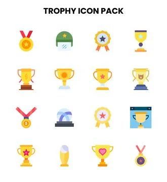 Trophy Flat Bundle Icons Pack Stock Illustration