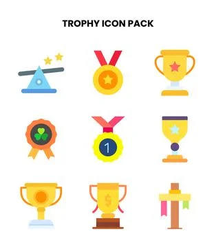 Trophy Flat Icons Pack Illustrazione stock