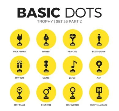 Trophy flat icons vector set Illustration