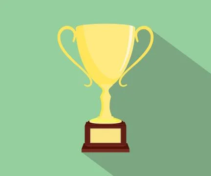 Trophy flat isolated with green background and long shadow Stock Illustration