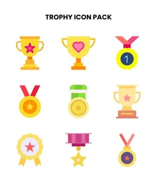 Trophy Flat SVG Icons Pack Illustrazione stock