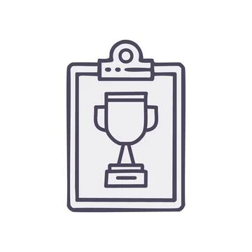 Trophy frame. Hand drawn outline of a trophy within a frame, signifying suc.. Stock Illustration